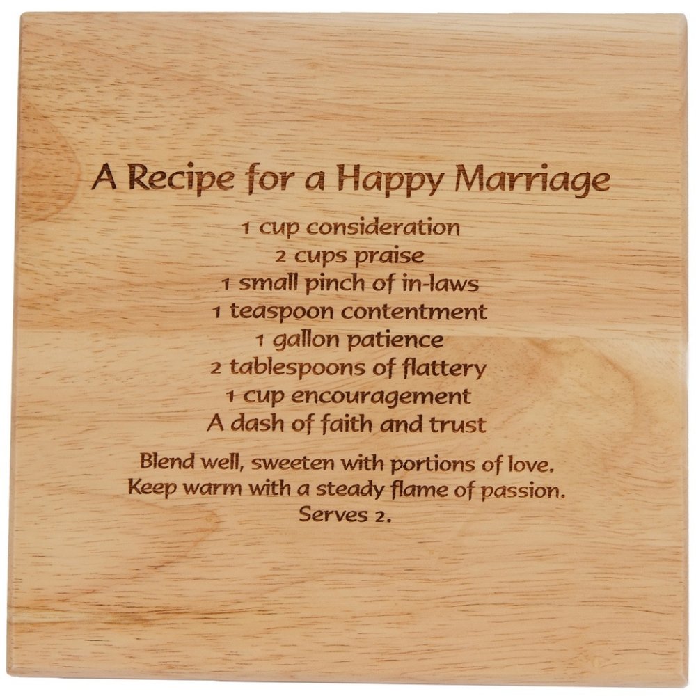 8X8" Solid Oak Cutting Boards, Marriage - Click Image to Close
