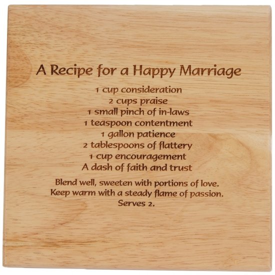 8X8" Solid Oak Cutting Boards, Marriage