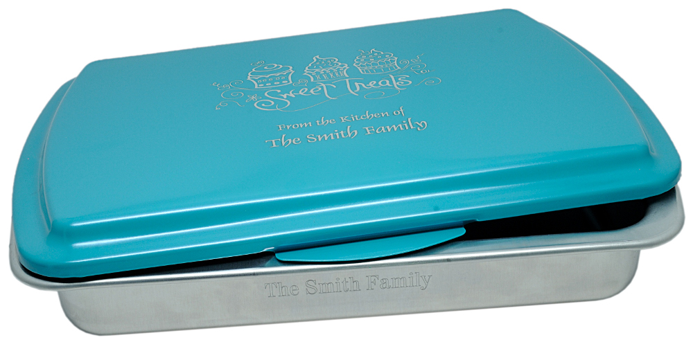 9x13" Cake Pan - Turquoise Smooth Semigloss Finish Lid - Click Image to Close