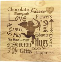 (image for) 8X8" Solid Oak Cutting Boards, Valentine