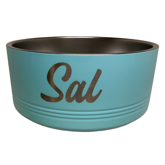 Teal Engraved Pet Bowl - Large