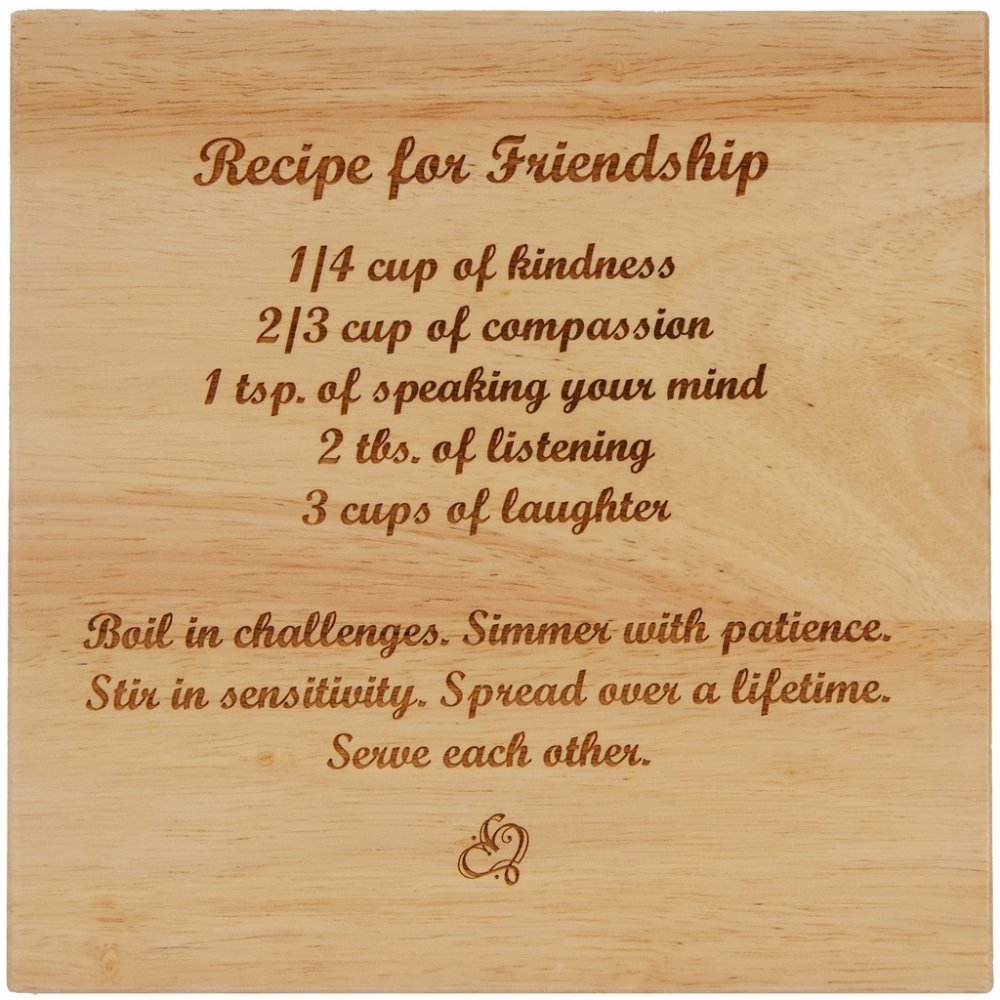 8X8 Solid Oak Cutting Boards, Friendship - Click Image to Close