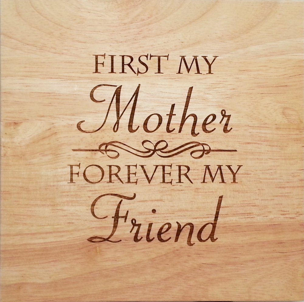 8X8" Solid Oak Cutting Boards, Mother Friend - Click Image to Close