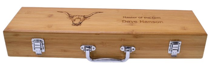 BBQ Grilling Set with Personalized Bamboo Case