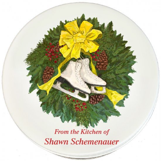 Cookie Tin, Wreath Skates Design