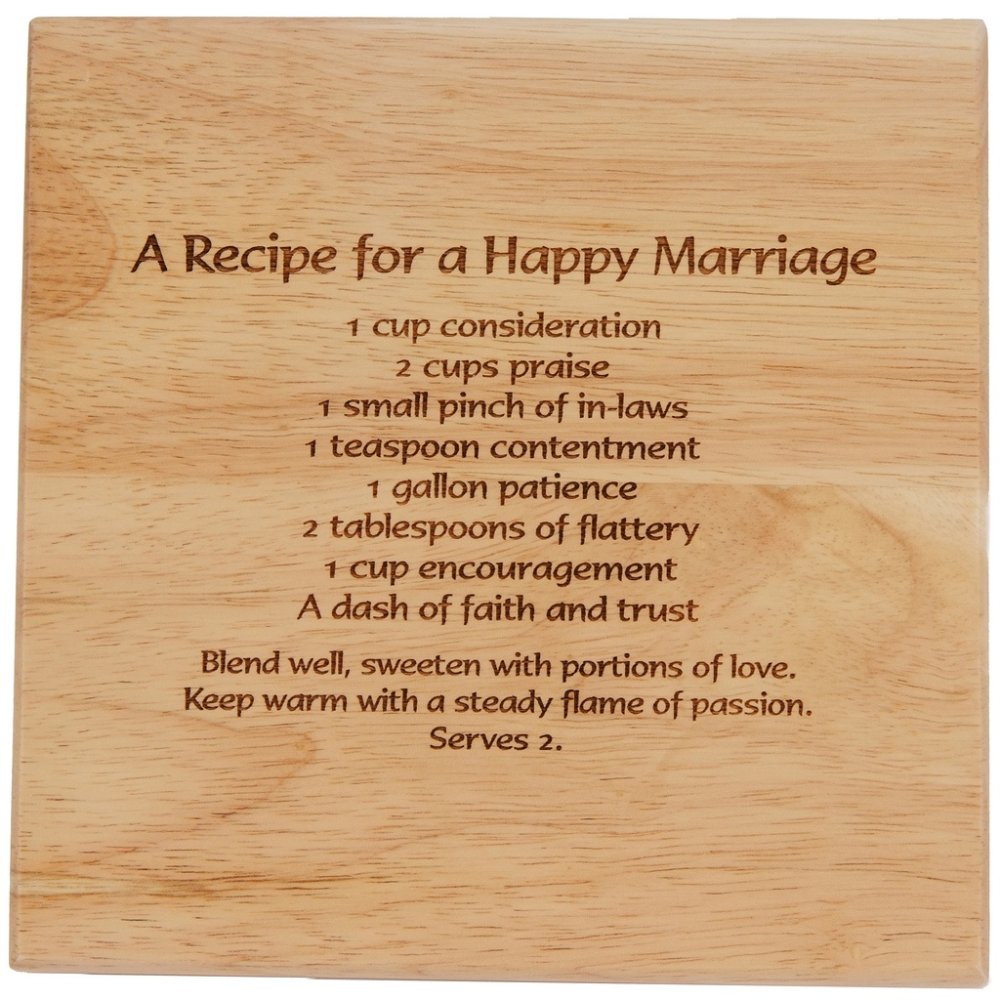 8X8" Solid Oak Cutting Boards, Marriage - Click Image to Close