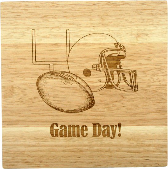 8X8" Solid Oak Cutting Boards, Game Day