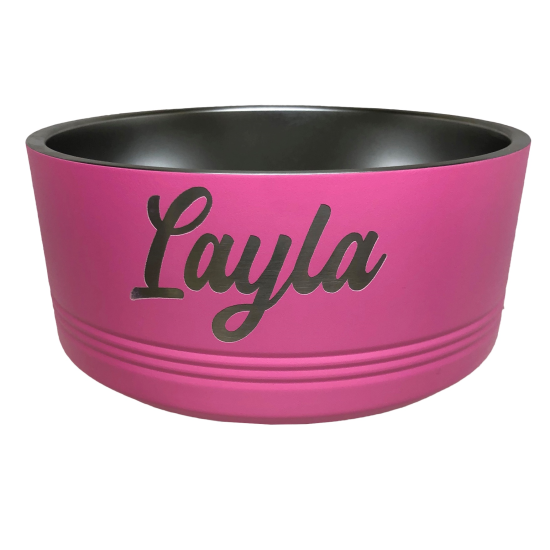 Pink Engraved Pet Bowl - Large