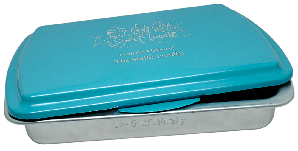 Reviews: Personalized Cake Pan - Turquoise Laser Engraved Lid - 9x13 -  $38.99