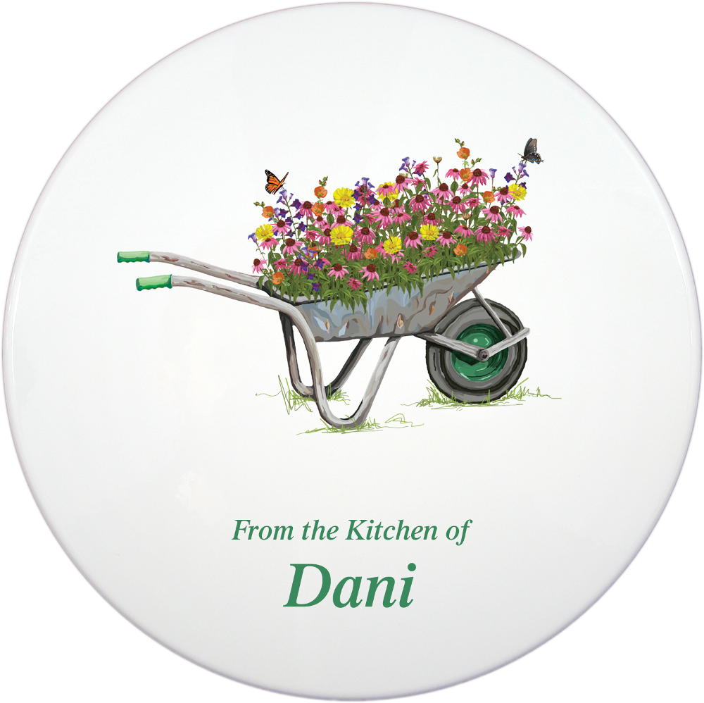 Cookie Tin, Wheelbarrow Flowers Design - Click Image to Close