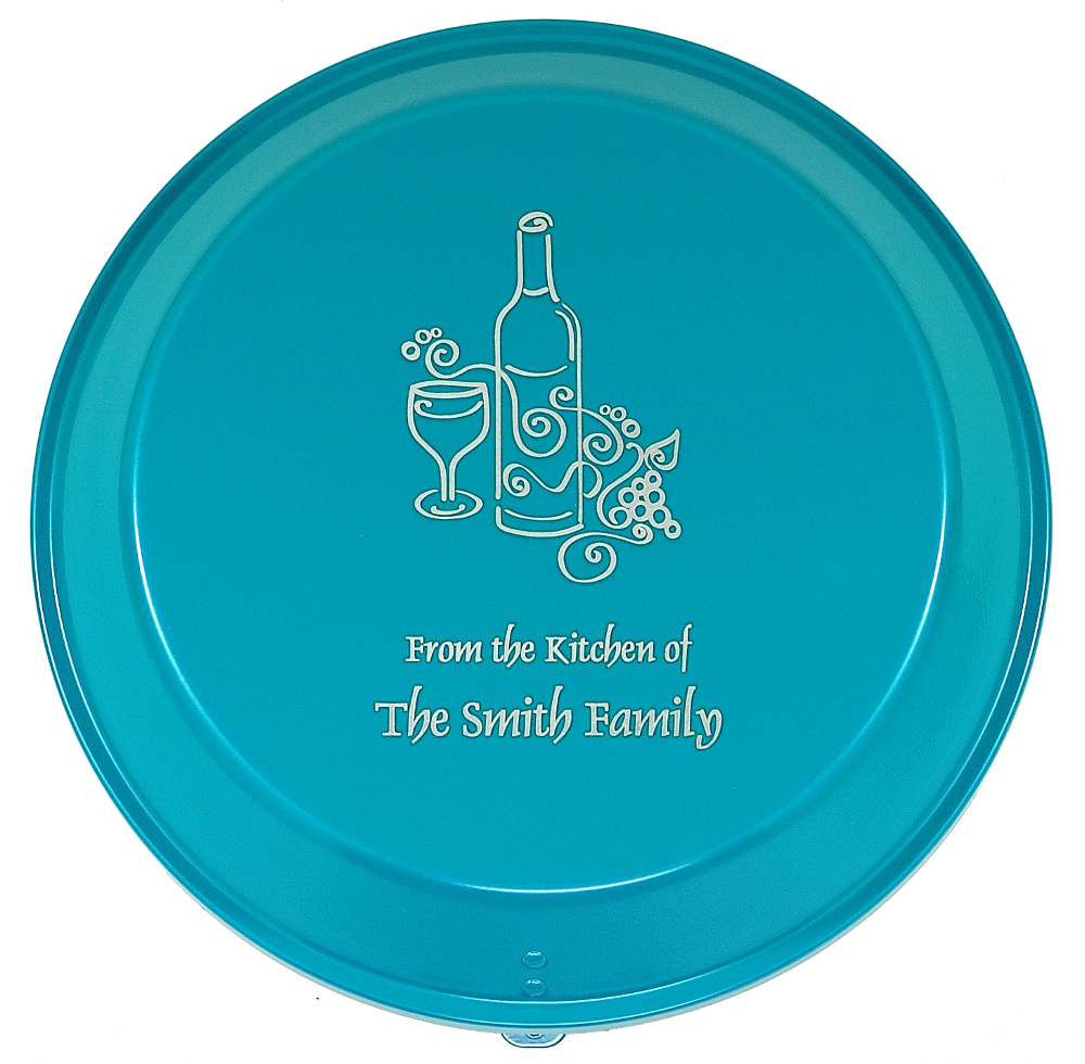 9" Pie Pan & Lid - Turquoise, Smooth Semigloss Finish - Click Image to Close