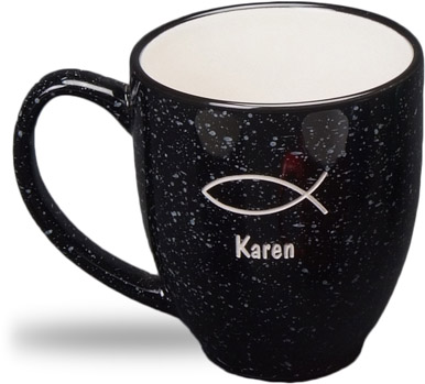 Black, 14oz Speckled Bistro Mugs - Click Image to Close