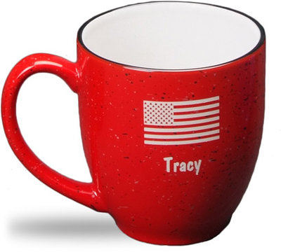 Red, 14oz Speckled Bistro Mugs - Click Image to Close
