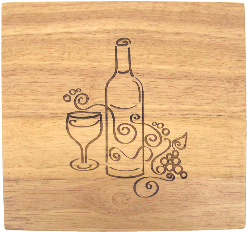 8X8" Solid Oak Cutting Boards, Vino - Click Image to Close